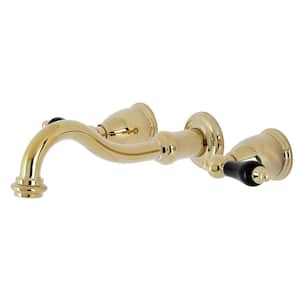 Duchess 2-Handle Wall Mount Bathroom Faucet in Polished Brass