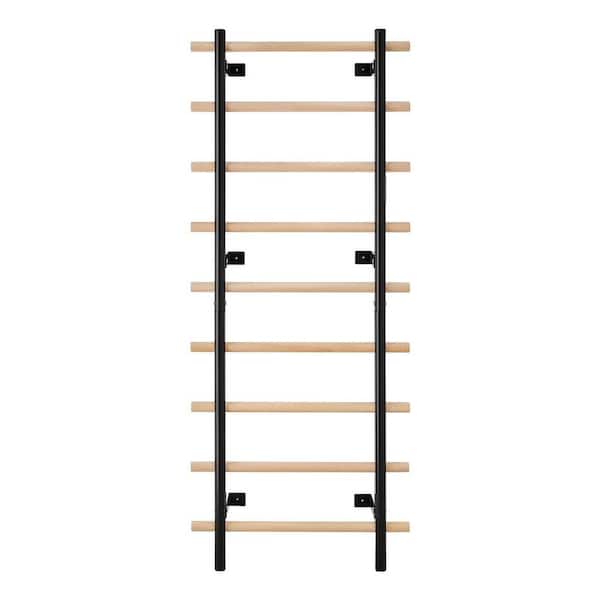 Swedish Ladder Wall Gym, 9-Level Swedish Ladder Suspension Trainer, 330LBS. Loading Solid Wood + Gymnastics Stall Bars