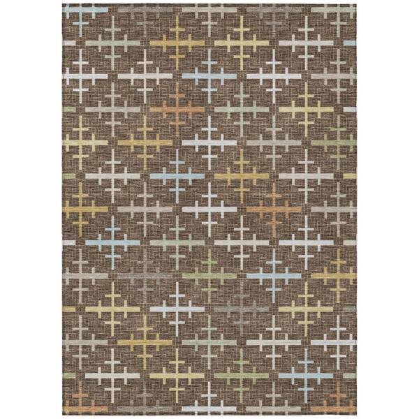 Chantille Machine Washable Indoor/Outdoor Abstract ACN2850 Chocolate 10 ft. x 14 ft. Area Rug