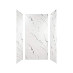 Expressions 36 in. x 36 in. x 72 in. 3-Piece Easy Up Adhesive Alcove Shower Wall Surround in Bianca