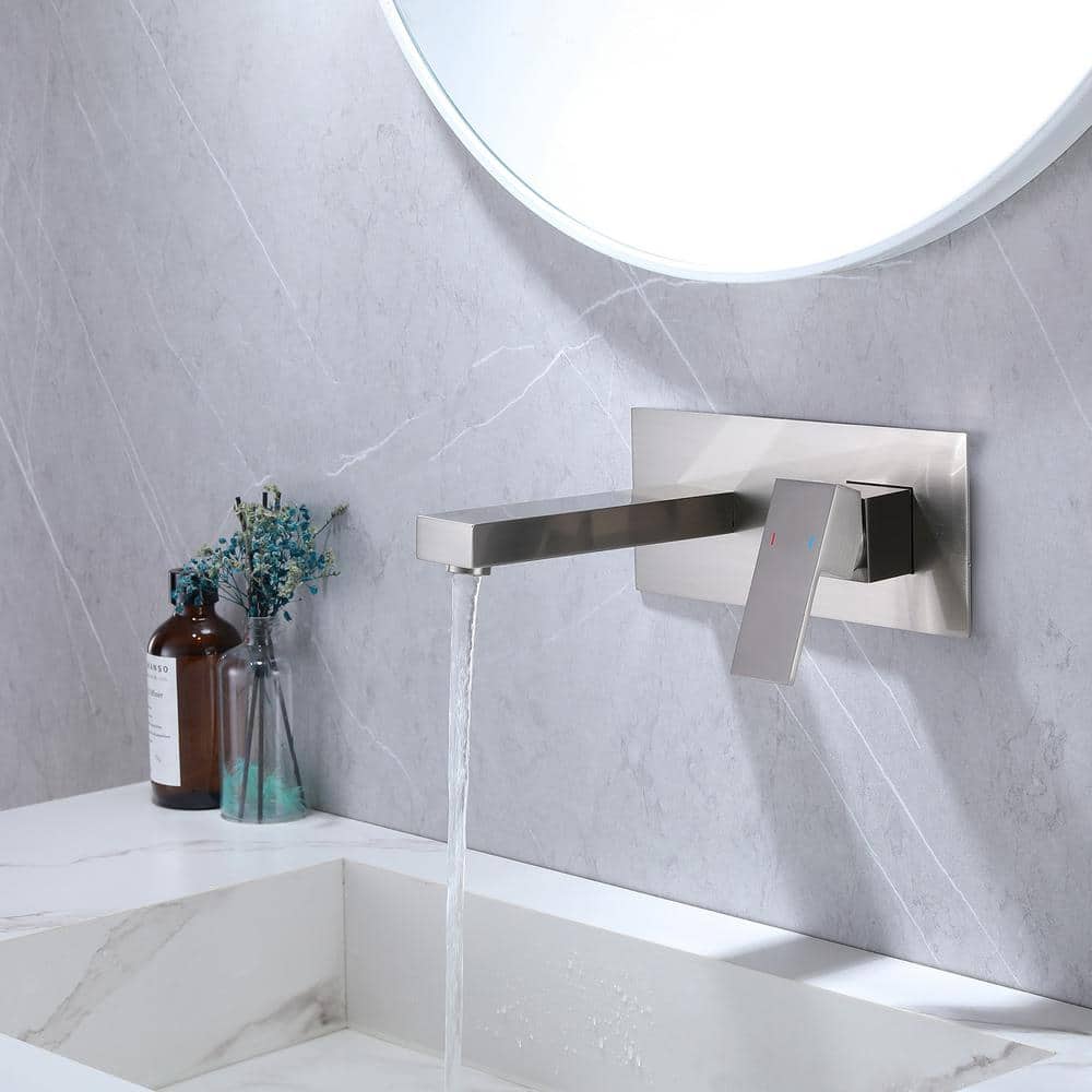 Brushed Nickel Single-Handle Wall-Mount Bathroom Faucet