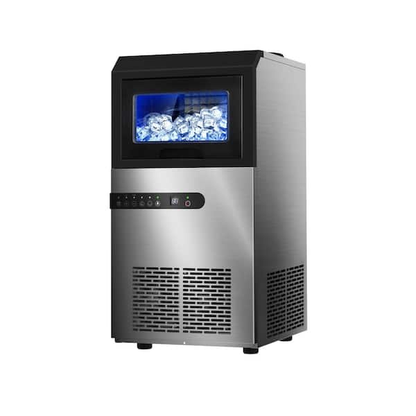 Unbranded Commercial Freestanding Ice Maker 100Lbs/24H, Stainless Steel Under Counter ice Machine with 20LBS Storage Bin-Silver