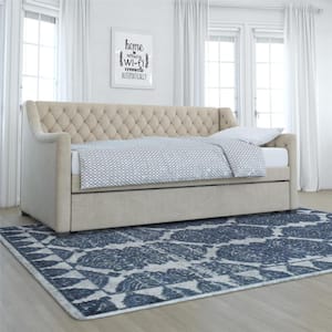 Monarch Hill Ambrosia Ivory Velvet Upholstered Twin Daybed and Trundle