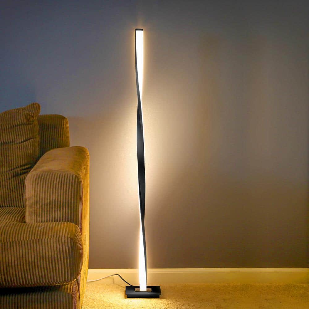 Helix 48" LED Modern Floor Lamp with 3-Way Dimness, Black