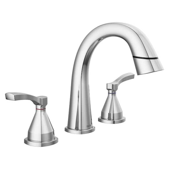Delta Stryke 8 in. Widespread Double-Handle Bathroom Faucet with Pull-Down Spout in Lumicoat Chrome