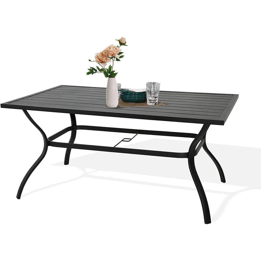 ANGELES HOME 60 Modern Rectangular Steel Patio Outdoor