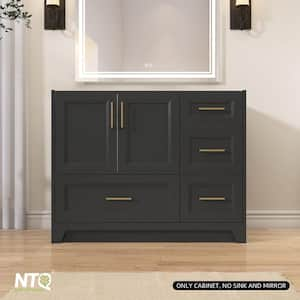 42 in. W x 21.5 in. D x 33.5 in. H Solid Wood Shaker Bathroom Vanity Base Bath Vanity Cabinet without Top in Dark Gray