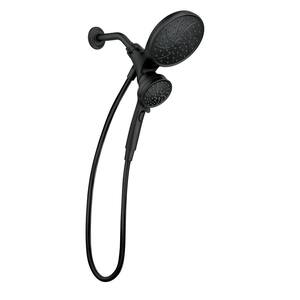 Magnetix 6-Spray Patterns with 1.75 GPM 6.75 in. Wall Mount Dual Shower Heads and Handheld in Matte Black
