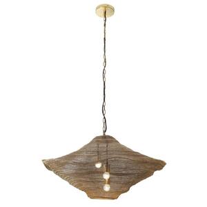 Marseille 40-Watt 3-Light Gilded Brass Pendant Light with Wire Mesh Shade and No Bulbs Included