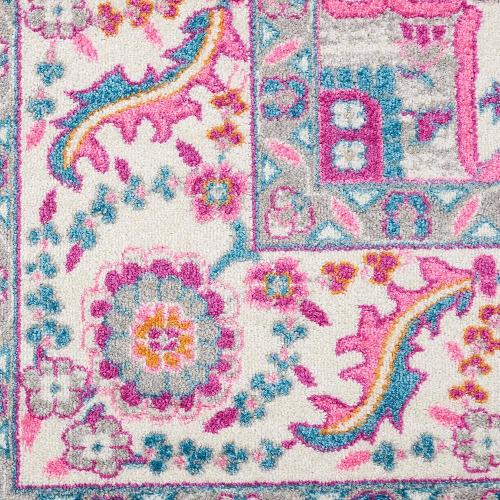 Light Grey and Pink Geometric Synthetic 8' x 10' Area Rug