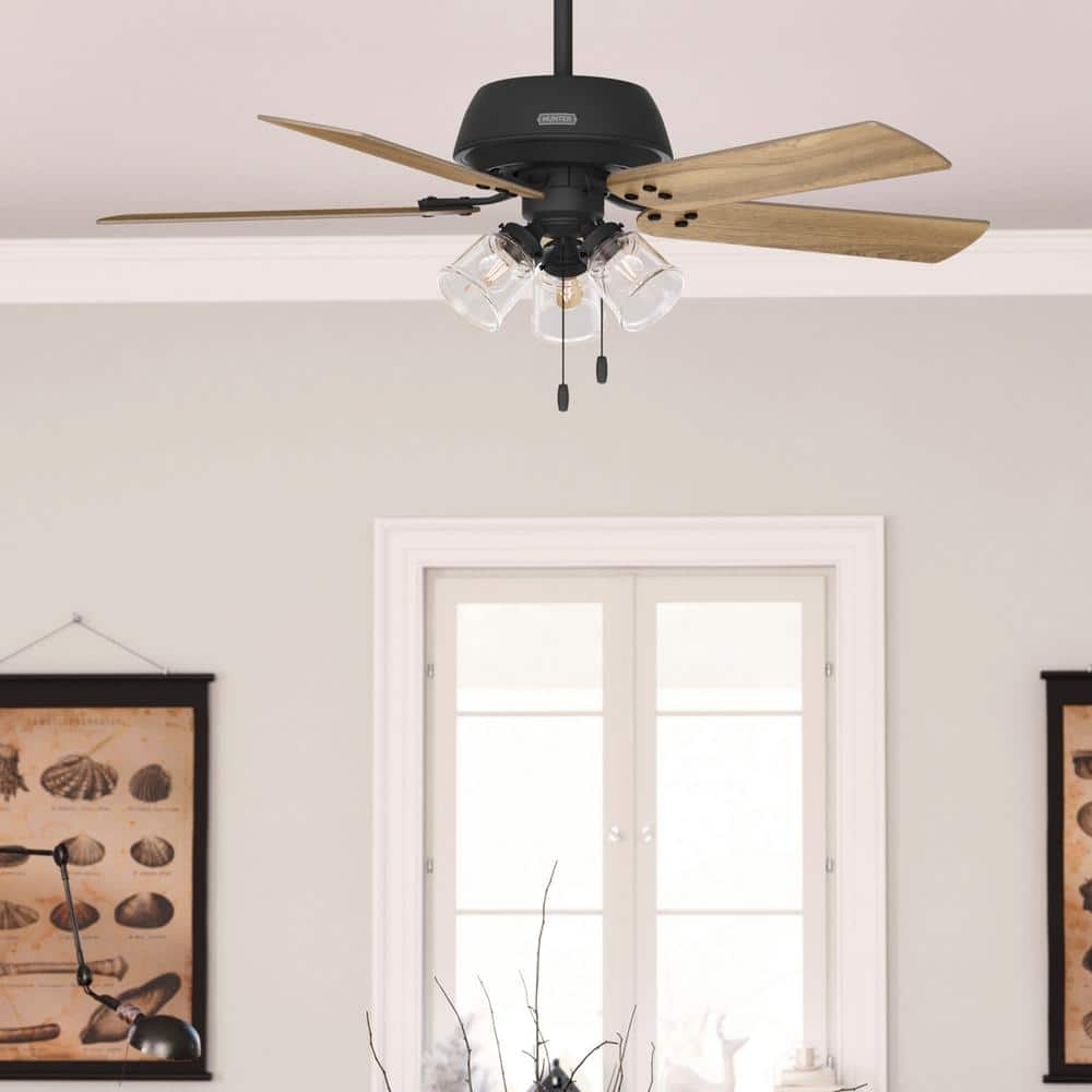 Matte Black and Golden Maple 52" Ceiling Fan with LED Light
