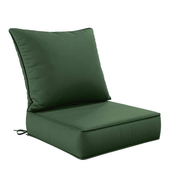 24 in. x 24 in. Deep Seat Outdoor Lounge Cushion with Backrest, Premium Waterproof Patio Furniture Cushions Green