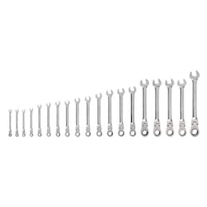 19-Piece (6-24 mm) Flex Head 12-Point Ratcheting Combination Wrench Set