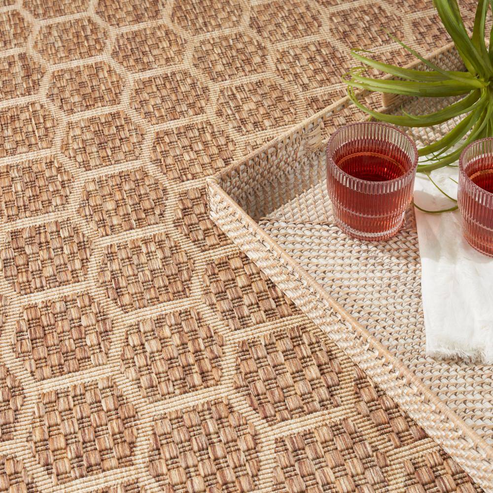 Natural Brown Geometric Flat Woven Reversible 5' x 7' Area Rug