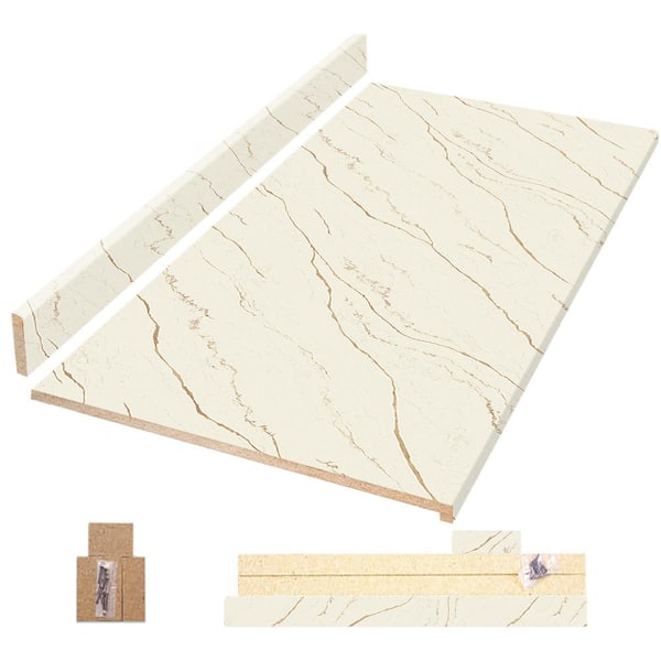 Hampton Bay 6 ft. Straight Laminate Countertop All-inclusive Kit in Etchings Oro Quartz with Eased Edge and Loose Backsplash