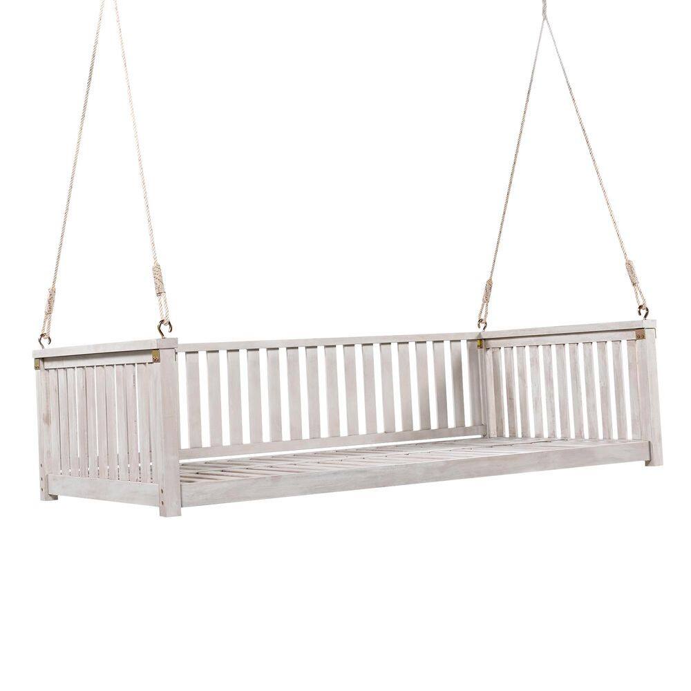 2-Person White Wood Porch Swing