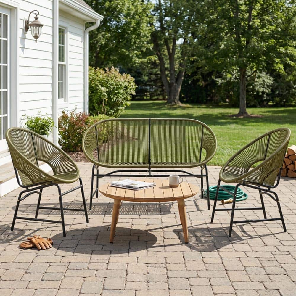 4-Piece Metal Patio Furniture Set with Acacia Wood Table price history on PriceWatchPro
