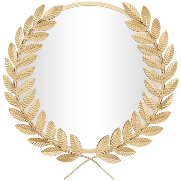 CosmoLiving by Cosmopolitan 23 in. x 23 in. Round Framed Gold Leaf Wall Mirror