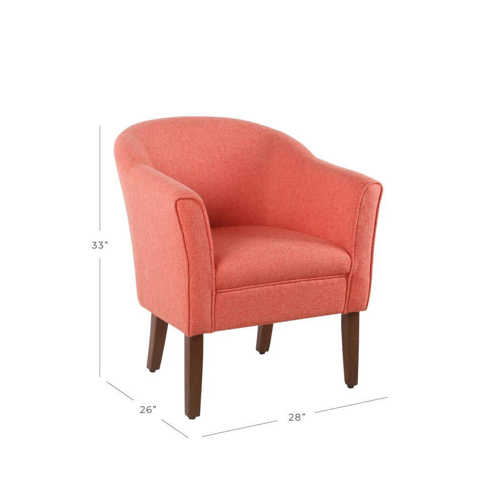 Modern Barrel Accent Chair in Lush Orange with Wood Legs