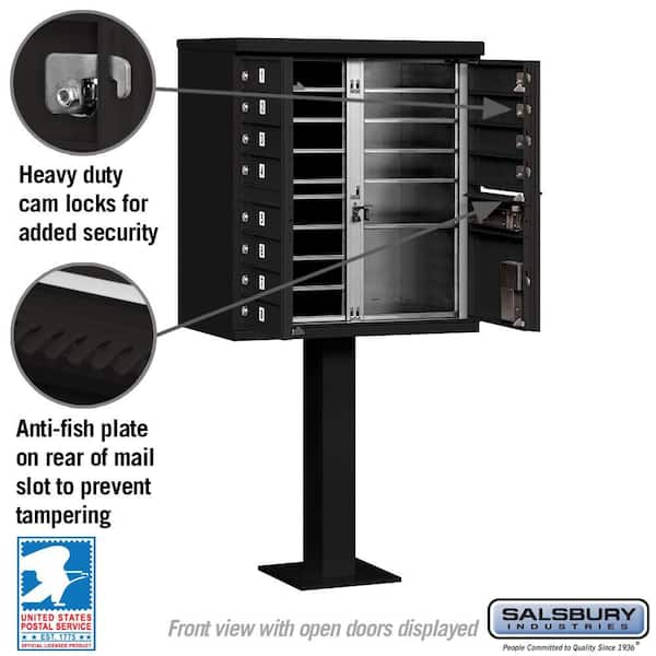 Salsbury Industries Black USPS Access Cluster Box Unit with 12 A