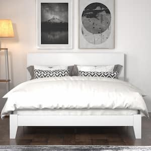 Layton White Wood Frame Queen Platform Bed with Headboard (84.0 in. x 64.2 in. x 40.2 in.)