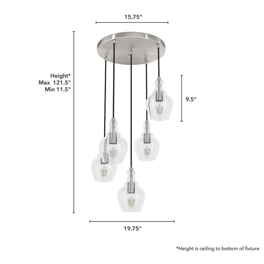 Maple Park Brushed Nickel Clear Glass LED Pendant Light