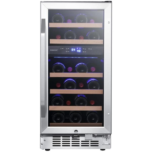 EdgeStar - 15 in. Dual Zone 26-Wine Bottles Beverage and Wine Cooler in Stainless Steel