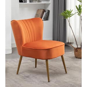 Us pride furniture Sauter 23.2 in. Wide Mid-Century Modern Orange Red Microfiber Accent Chair (Set of 1)