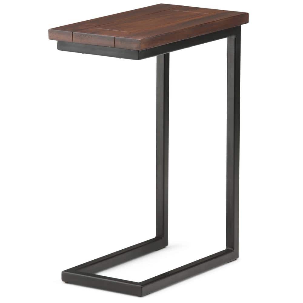 Simpli Home Skyler Solid Mango Wood and Metal 18 in. Wide Rectangle  Industrial C Side Table in Dark Cognac Brown, Fully Assembled 3AXCSKY-09  The Home Depot