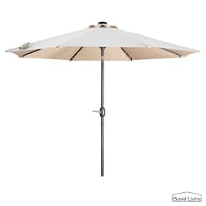9 ft. Aluminum Patio Umbrella Outdoor Market 32 LED Solar Umbrella with Tilt and Crank(Taupe)