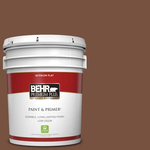 BEHR PREMIUM PLUS 5 gal. #240F-7 Root Beer Flat Low Odor Interior Paint & Primer
