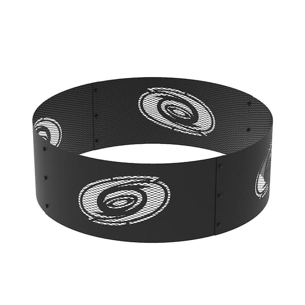 Decorative NHL 36 in. x 12 in. Round Steel Wood Fire Pit Ring - Carolina Hurricanes