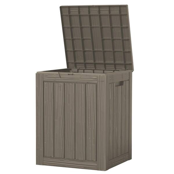28 Gal. Light Brown Waterproof Resin Outdoor Storage Deck Box with Lockable Lid (18.11in. W x 16.93in. D x 23.03in. H)