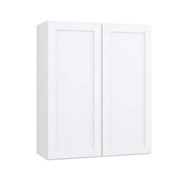 Hampton Bay Courtland 30 in. W x 12 in. D x 36 in. H Assembled Shaker Wall Kitchen Cabinet in Polar White