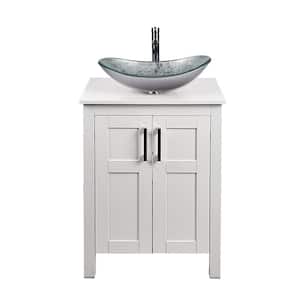 24 in. W x 19 in. D x 45 in. H Single Sink Bath Vanity in White with White Solid Surface Top