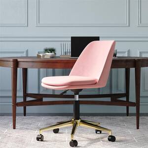 Brody Light Pink Velvet Gold Base Pillowtop Office Task Chair