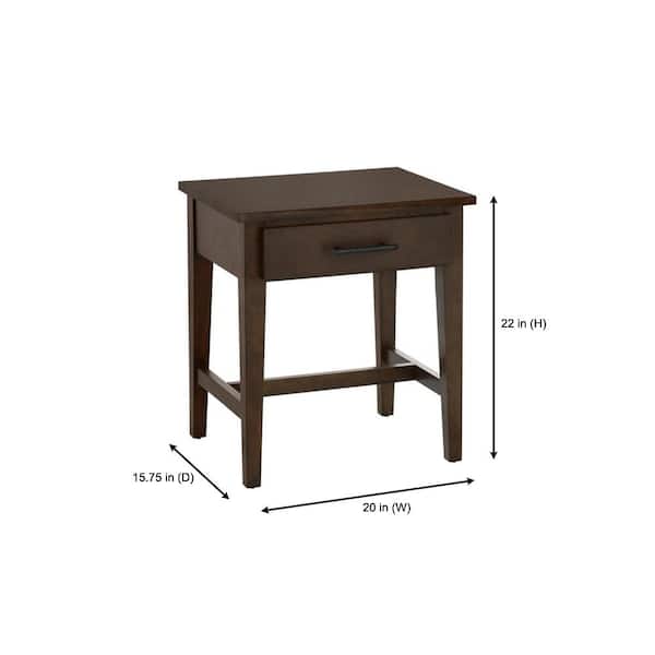 Bellamy Rectangular Smoke Brown Wood 1 Drawer End Table (20 in. W x 22 in. H)