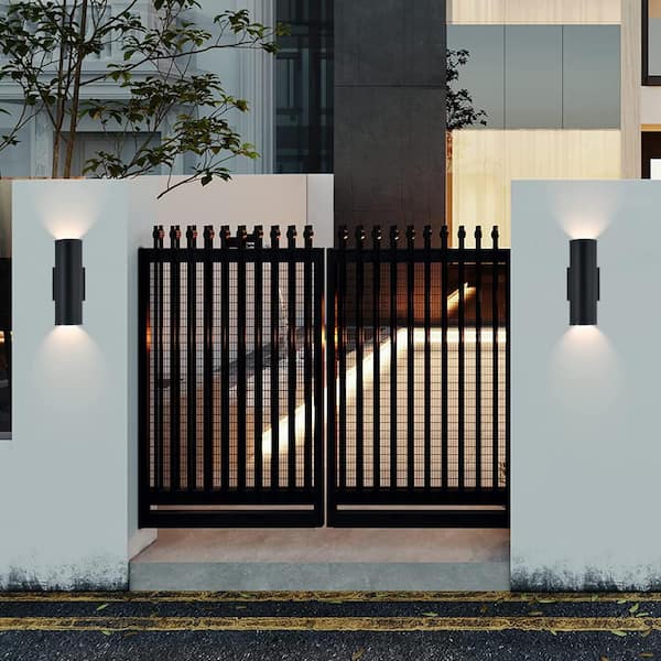Black LED Outdoor Wall Lantern Sconce with Up-Down Light Output