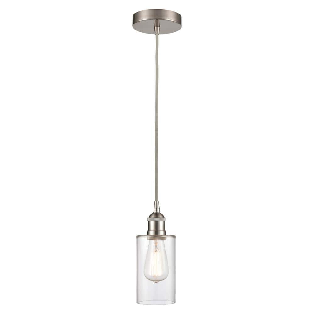 Brushed Satin Nickel Mini Pendant with Glass Shade