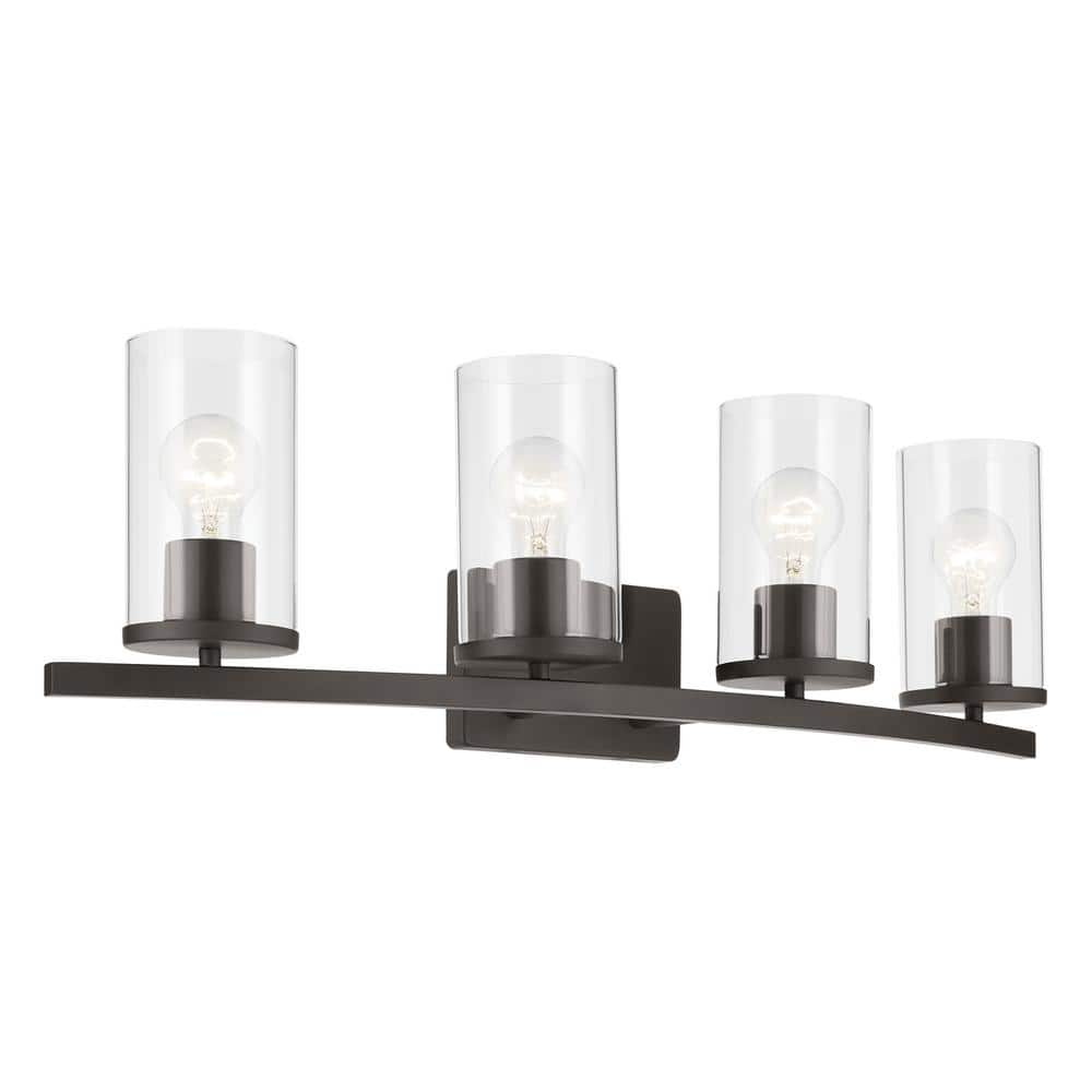 KICHLER Crosby 31.25 in. 4-Light Olde Bronze Contemporary Bathroom ...