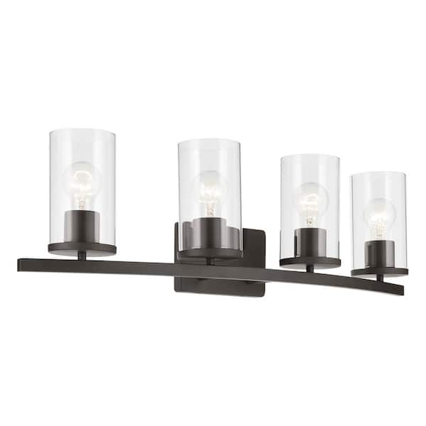 KICHLER Crosby 31.25 in. 4-Light Olde Bronze Contemporary Bathroom Vanity Light with Clear Glass