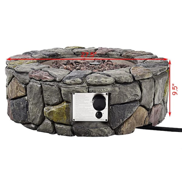 Costway 28'' Propane Gas Fire Pit Outdoor 40,000 BTUs Stone Finish Lava Rocks Cover Costway 28'' Propane Gas Fire Pit Outdoor 40,000 BTUs Stone Finish Lava Rocks Cover