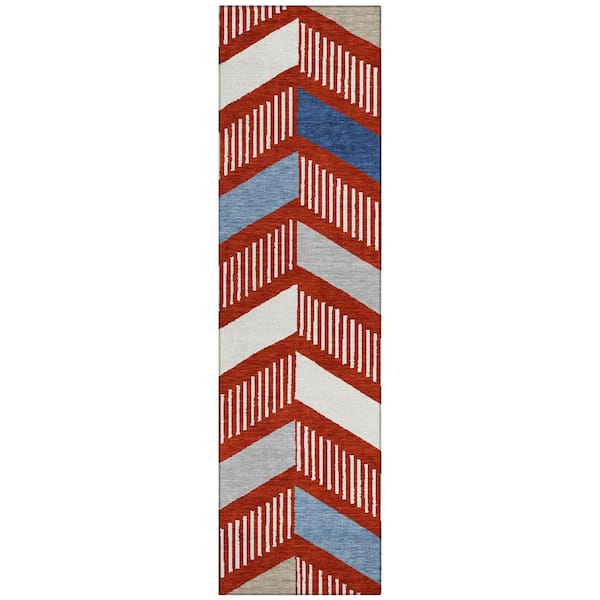 Chantille Machine Washable Indoor/Outdoor Abstract ACN2911 Red 2 ft. x 7 ft. Runner Rug