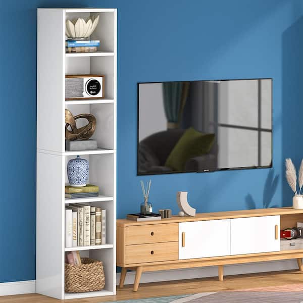 BYBLIGHT Eulas 71 in. Tall White Engineered Wood 6-Shelf BYBLIGHT Eulas 71 in. Tall White Engineered Wood 6-Shelf