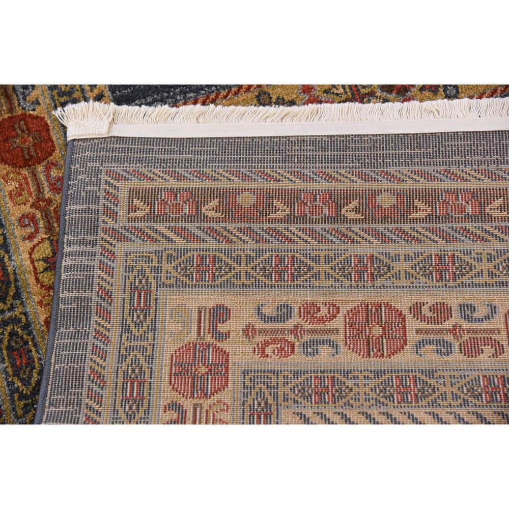 Blue Geometric Easy Care Stain-Resistant Synthetic Rug 5'1" x 8'