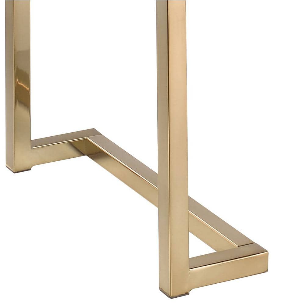 Black Polyester Bench with Champagne Gold Metal Base