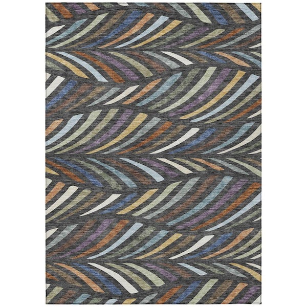 Chantille Machine Washable Indoor/Outdoor Abstract ACN2475 Charcoal 5 ft. x 7 ft. 6 in. Area Rug