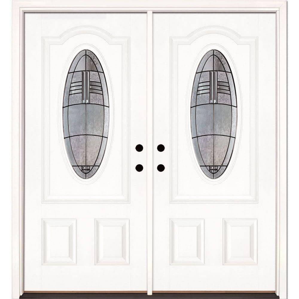 66 in. x 81.625 in. Rochester Patina 3/4 Oval Lite Unfinished Smooth Right-