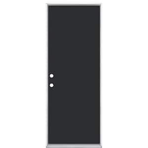 30 in. x 80 in. Flush Right-Hand Inswing Jet Black Painted Steel Prehung Front Exterior Door No Brickmold