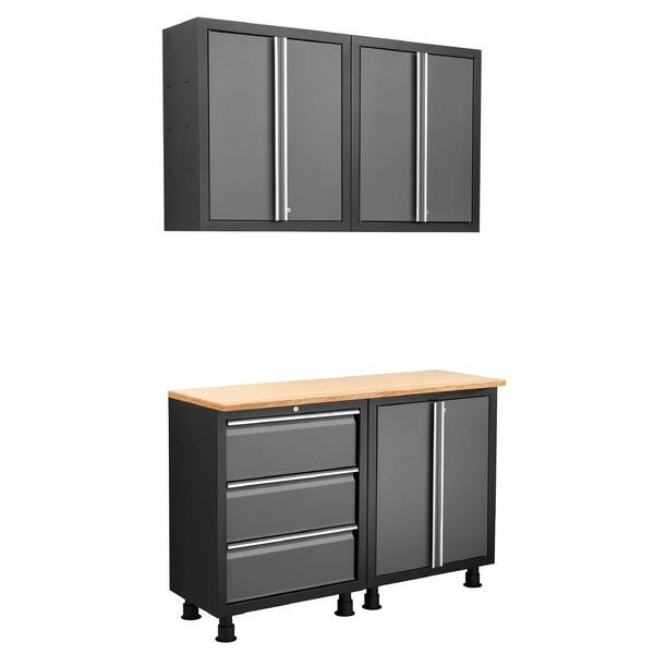 NewAge Products Ready-to-Assemble 80 in. H x 52 in. W x 18 in. D Steel Garage Cabinet Set in Gray (5-Piece)